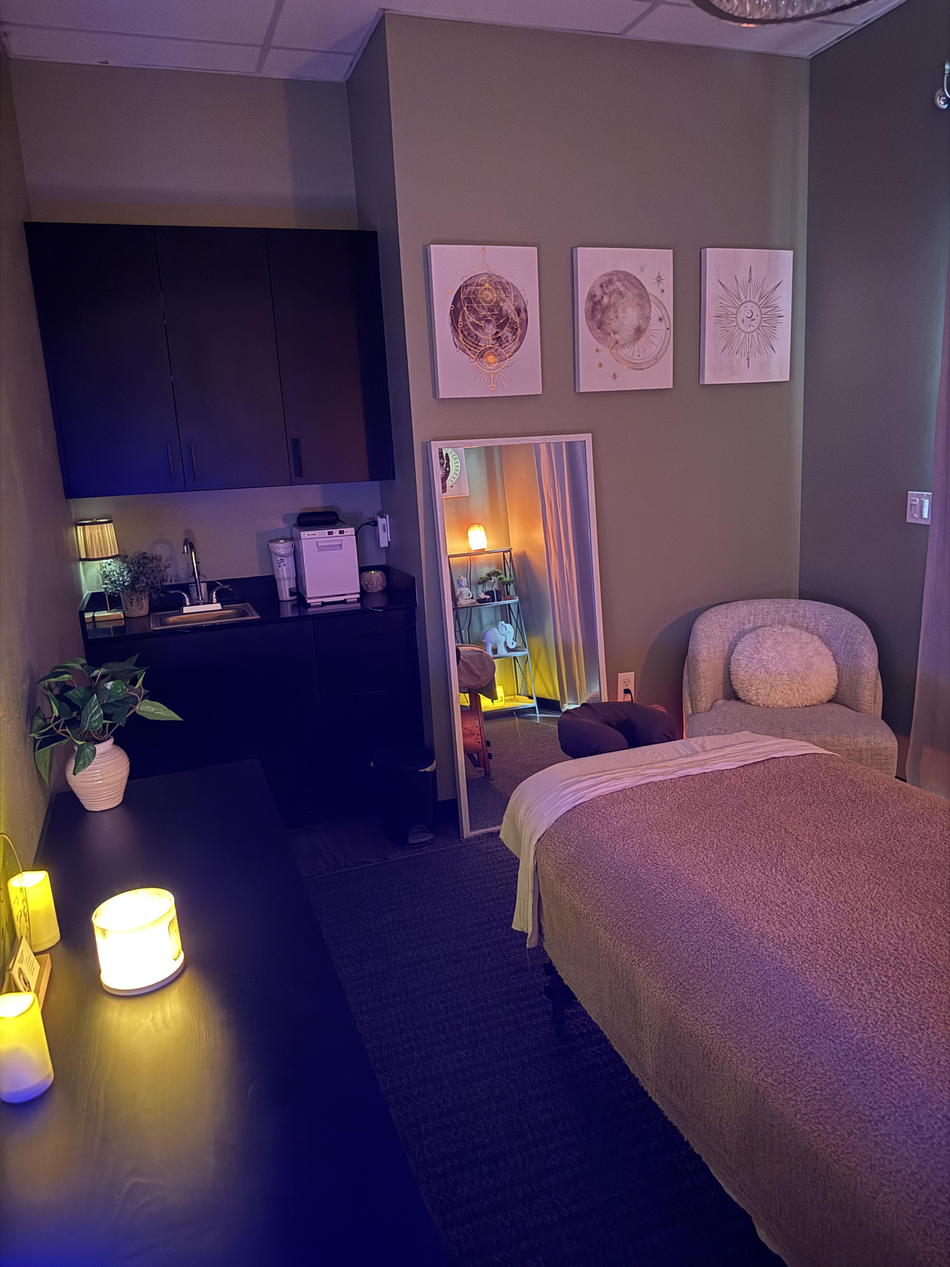 Pure Haven treatment room table setup